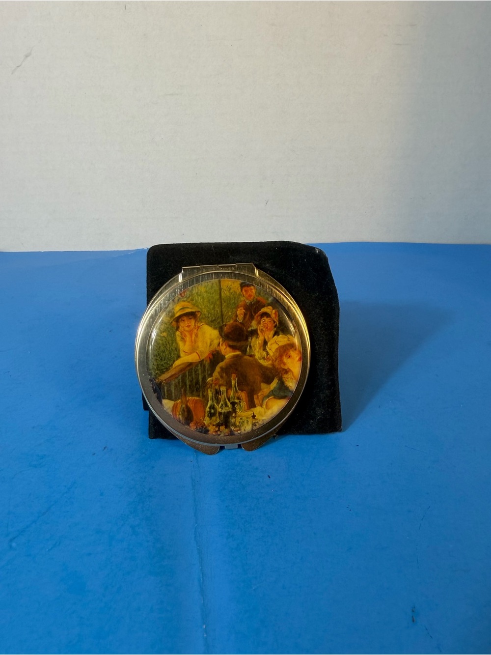 Vintage Painted Compact Mirror - Multicolor Scene